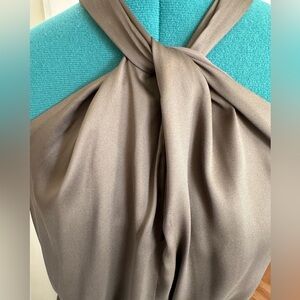 New Banana Republic Silky Olive Halter Dress